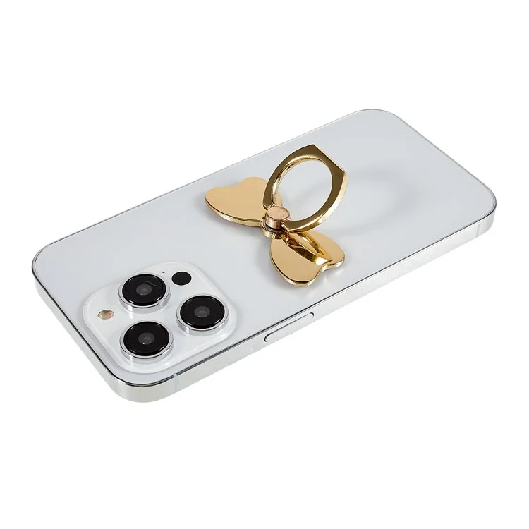 Cell Phone Ring Kickstand Butterfly Rotation Finger Kickstand Metal Ring Grip Compatible with Smartphone - Gold
