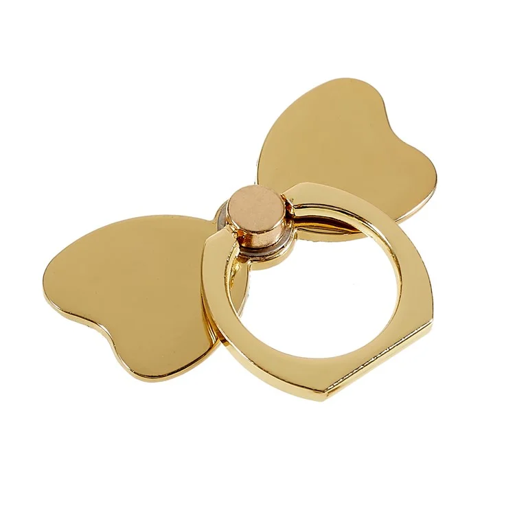Cell Phone Ring Kickstand Butterfly Rotation Finger Kickstand Metal Ring Grip Compatible with Smartphone - Gold