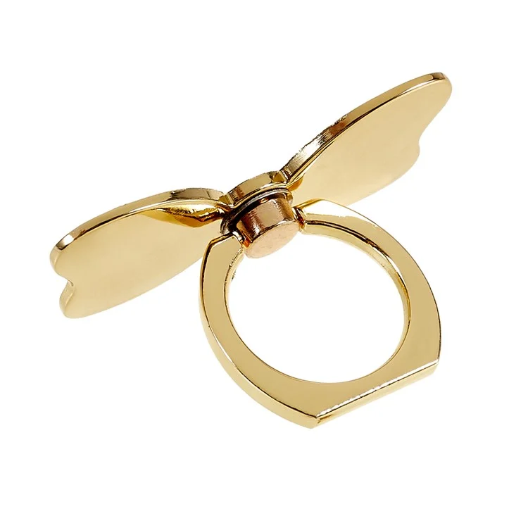 Cell Phone Ring Kickstand Butterfly Rotation Finger Kickstand Metal Ring Grip Compatible with Smartphone - Gold