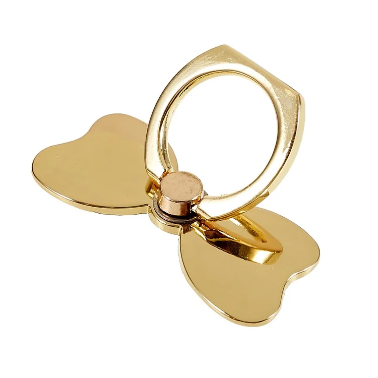 Cell Phone Ring Kickstand Butterfly Rotation Finger Kickstand Metal Ring Grip Compatible with Smartphone - Gold