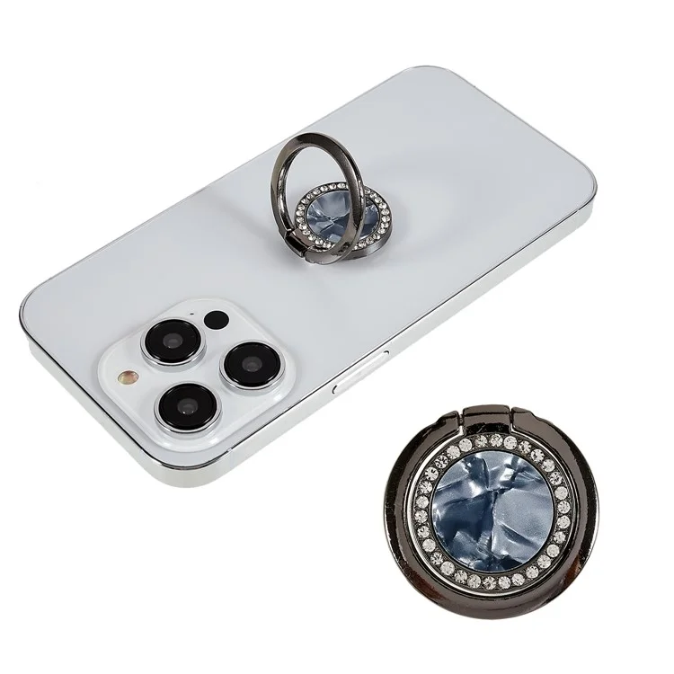 Bague de téléphone bling en strass avec support de téléphone portable, support pour smartphones et tablettes - Noir