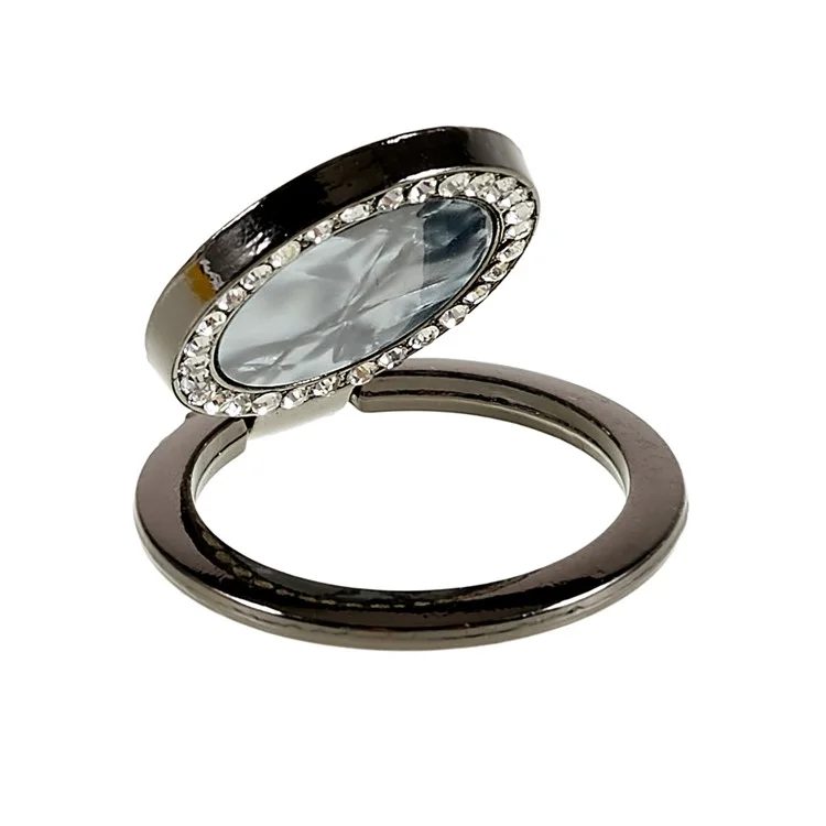 Bague de téléphone bling en strass avec support de téléphone portable, support pour smartphones et tablettes - Noir