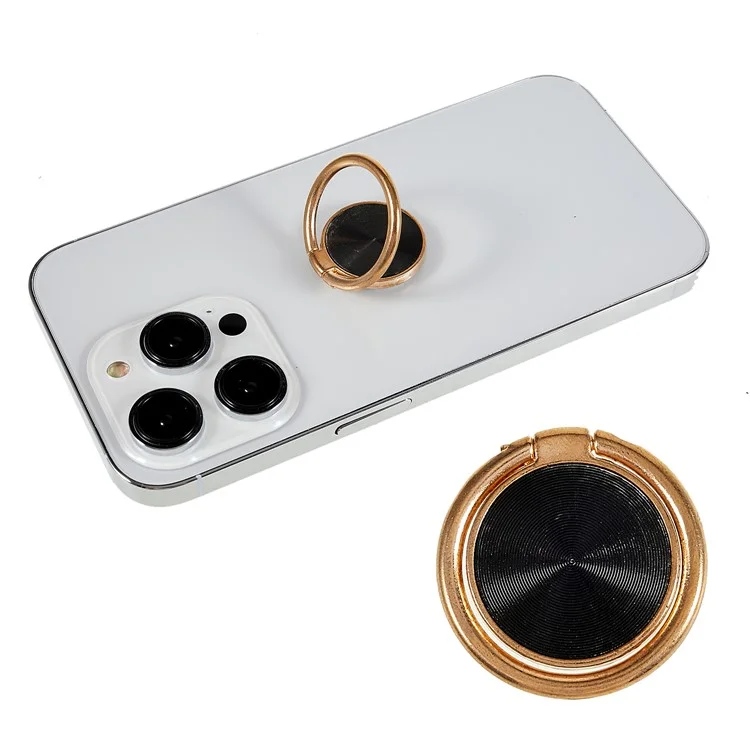 Ring Phone Holder CD Veins Bracket Kickstand Universal Metal Smartphone Grip - Schwarz