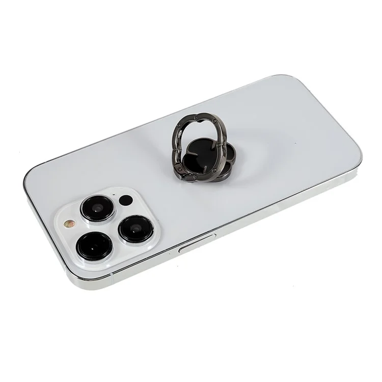 Clover Phone Ring Finger Kickstand Back Stand Holder Bracket Metal Grip Hook  for Smartphone - Black