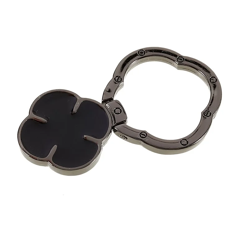 Clover Phone Ring Finger Kickstand Back Stand Holder Bracket Metal Grip Hook  for Smartphone - Black