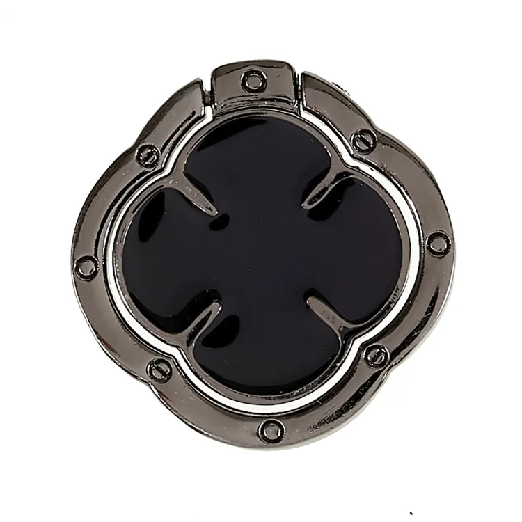 Clover Phone Ring Finger Kickstand Back Stand Holder Bracket Metal Grip Hook  for Smartphone - Black