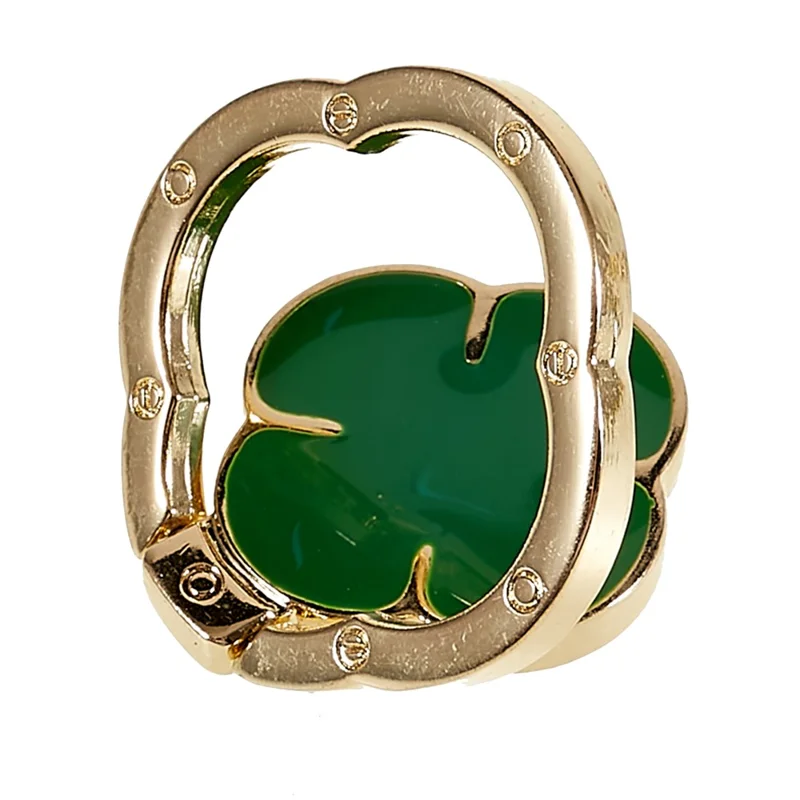 Clover Phone Ring Finger Kickstand Back Stand Holder Bracket Metal Grip Hook  for Smartphone - Green