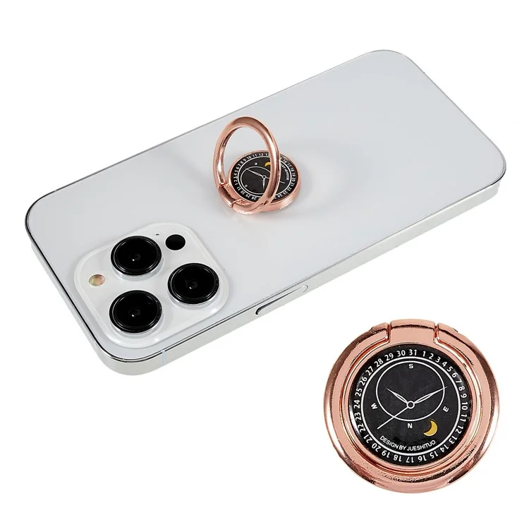 Compass Design Cell Phone Ring Holder Finger Stand Kickstand Metal Grip Holder - Schwarz