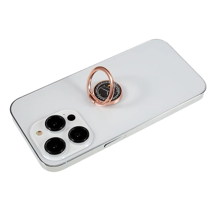 Compass Design Cell Phone Ring Holder Finger Stand Kickstand Metal Grip Holder - Schwarz