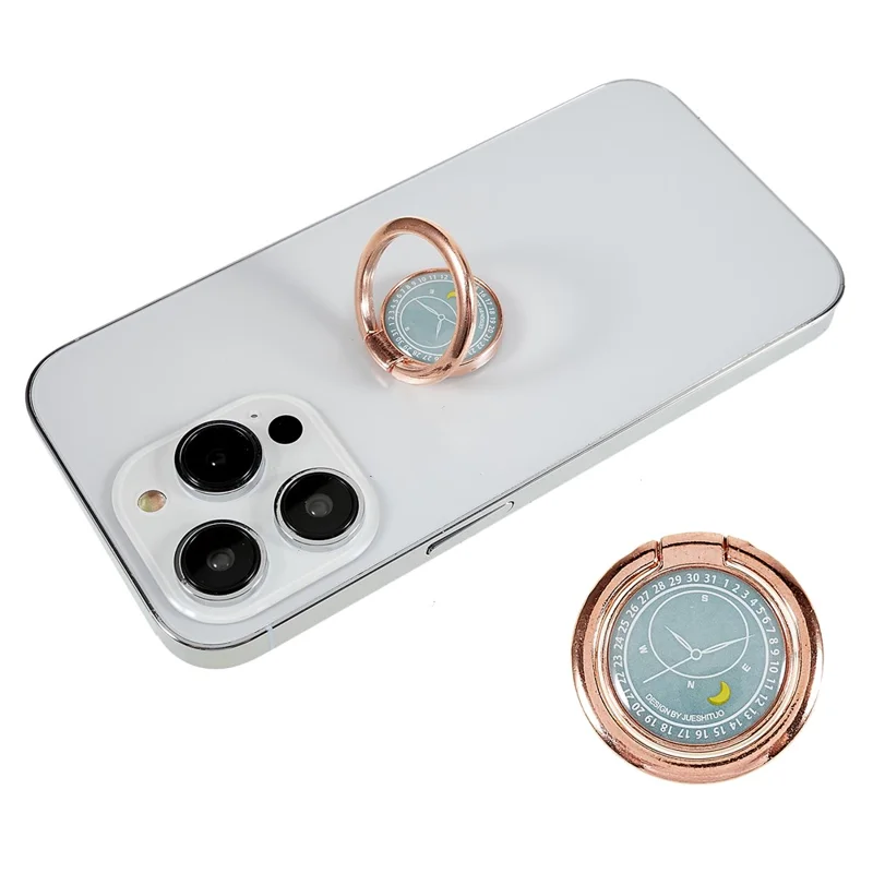 Compass Design Cell Phone Ring Holder Finger Stand Kickstand Metal Grip Holder - Cyan