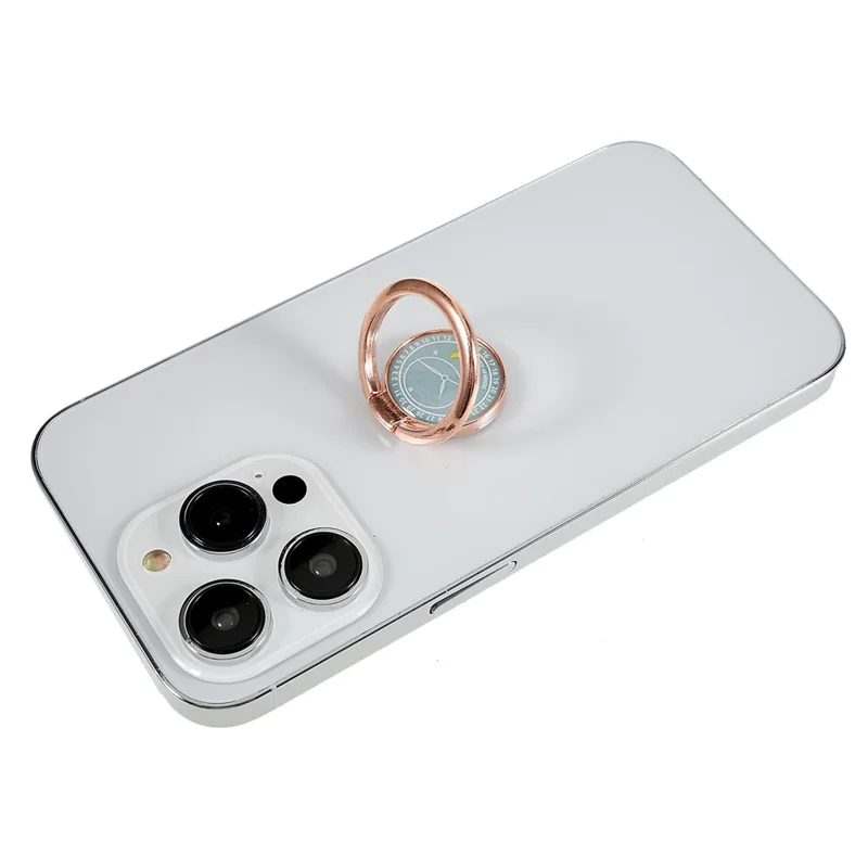 Compass Design Cell Phone Ring Holder Finger Stand Kickstand Metal Grip Holder - Cyan