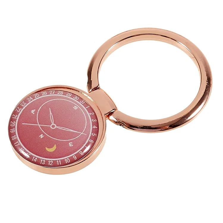 Compass Design Cell Phone Ring Holder Finger Stand Kickstand Metal Grip Holder - Light Red