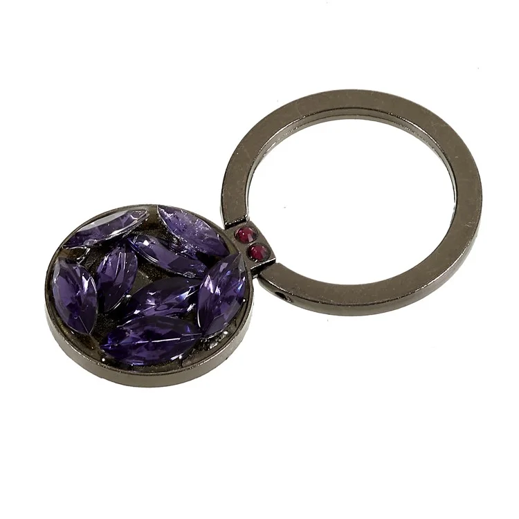 Cell Phone Ring Holder Rhinestone Phone Kickstand Grip Rotation Universal Multi Angle Metal Phone Back Grip - Purple