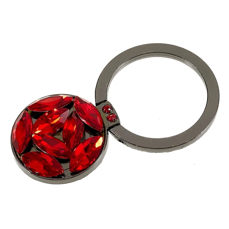 Cell Phone Ring Holder Rhinestone Phone Kickstand Grip Rotation Universal Multi Angle Metal Phone Back Grip - Red