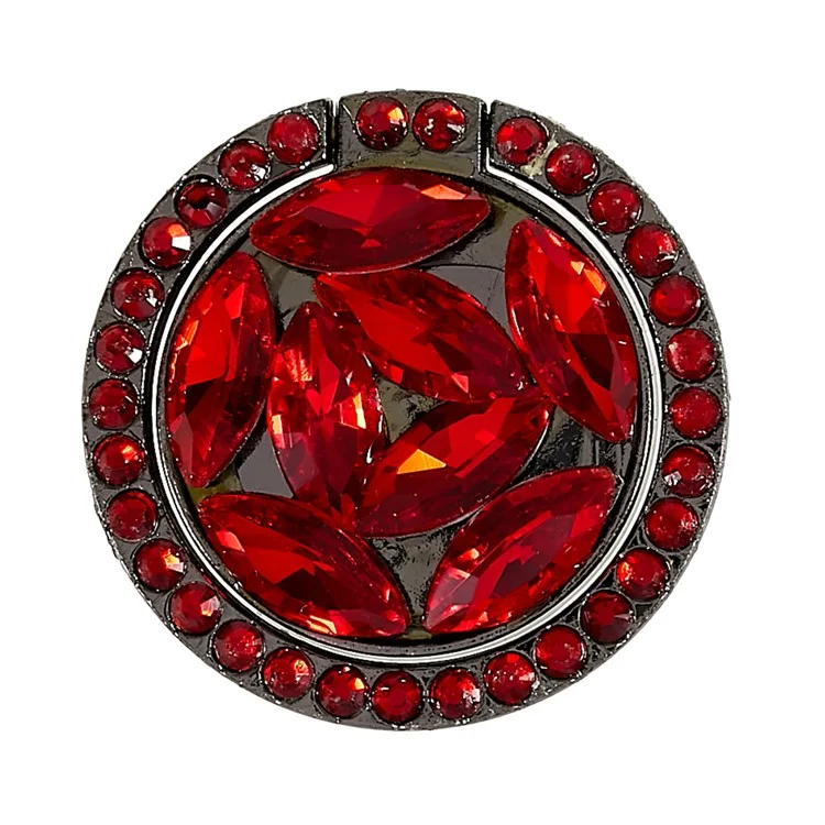 Cell Phone Ring Holder Rhinestone Phone Kickstand Grip Rotation Universal Multi Angle Metal Phone Back Grip - Red