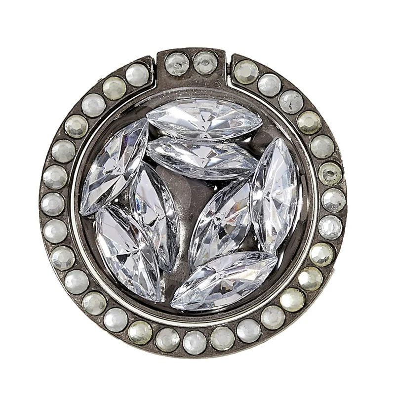 Cell Phone Ring Holder Rhinestone Phone Kickstand Grip Rotation Universal Multi Angle Metal Phone Back Grip - Silver