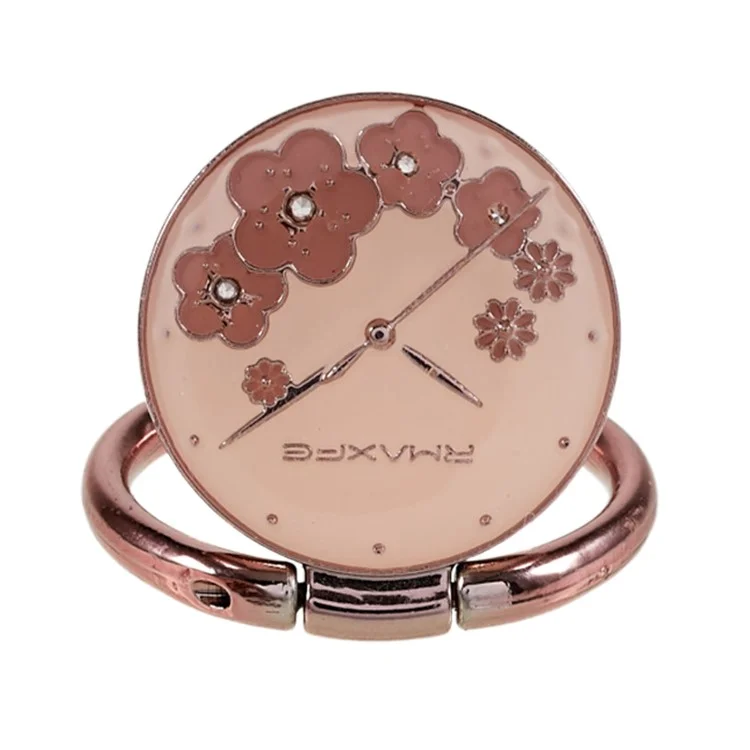 Flower Mobile Phone Ring Kickstand Electroplating Finger Ring Holder Cell Phone Stand Decorated with Rhinestone - Rose Gold