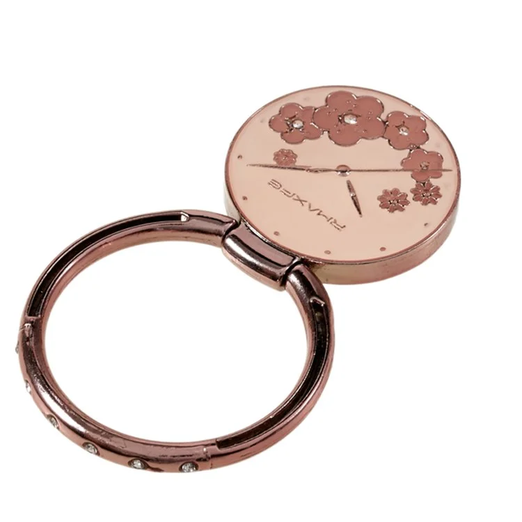 Flower Mobile Phone Ring Kickstand Electroplating Finger Ring Holder Cell Phone Stand Decorated with Rhinestone - Rose Gold