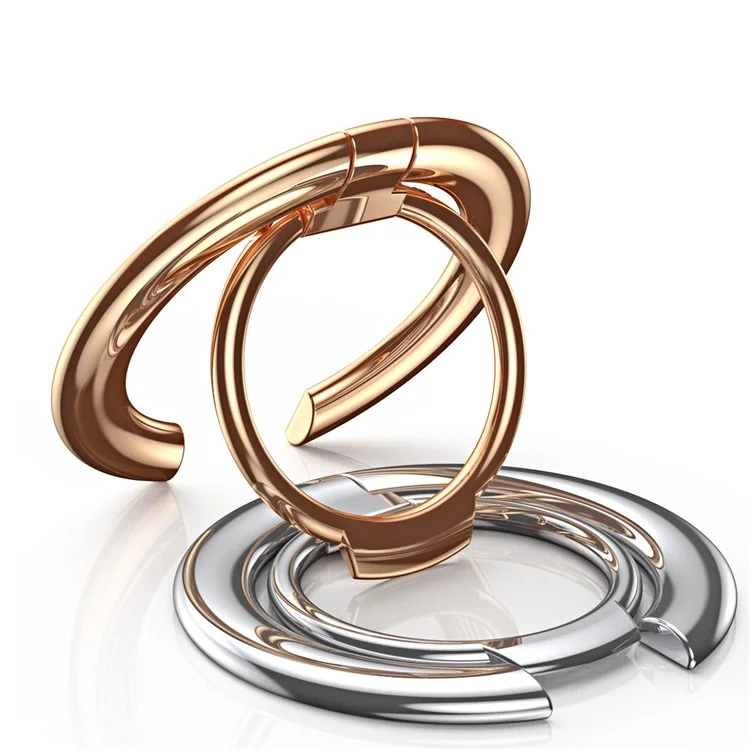 Para iPhone 12 / 13 / 14 Series Electroplating Metal Kickstand Magnetic Folding Finger Ring Phone Holder - Negro