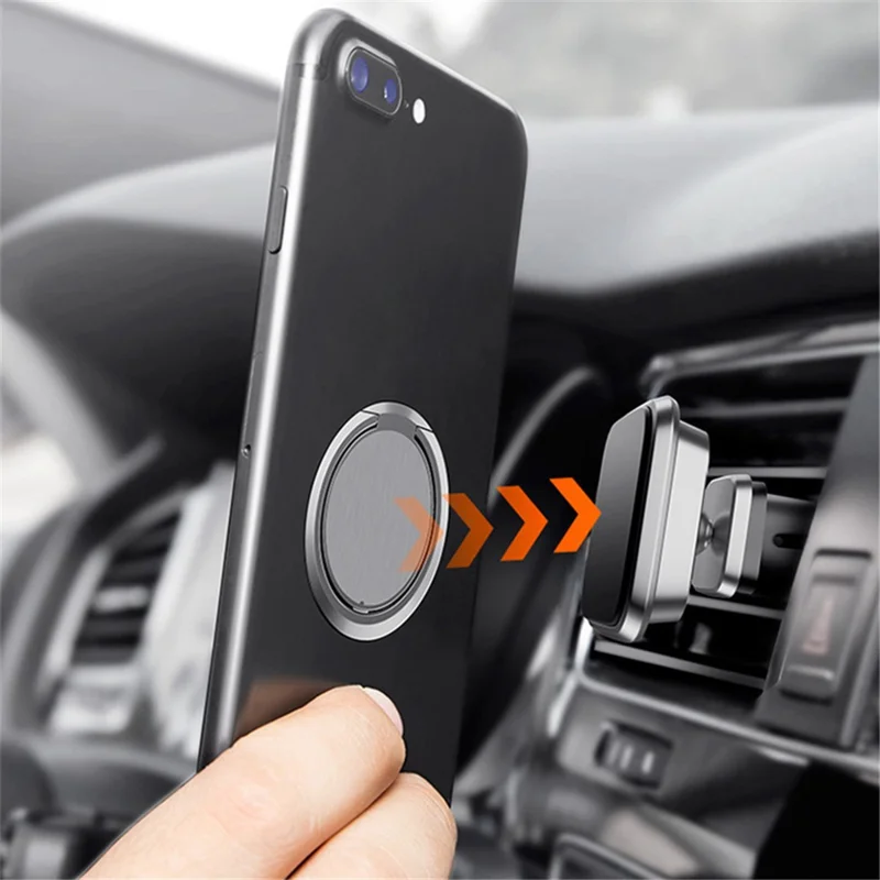 AL627720476473 Phone Back Ring Holder Ultra-Thin Car Mount Magnetic Phone Stand - Silver