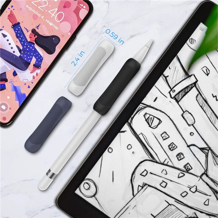 3Piezas de Funda de Silicona para Apple Pencil Pro / Lápiz (1ª Generación) / (2ª Generación) Lápiz Táctil Funda Protectora Soporte - Negro+Azul+Blanco