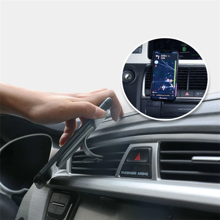 Оптовая покупка автомобильного держателя для телефона Bulk Buy Car Air Vent - силикон+металл, клеящаяся подставка для iPhone 16 / 16 Plus / 16 Pro / 16 Pro Max - синий