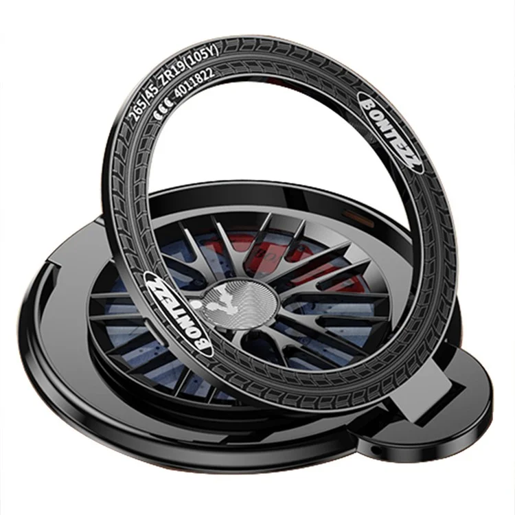 BONTEZZ Porte-anneau magnétique pour téléphone, rotation à 360 degrés, support gyroscopique - Noir graphite