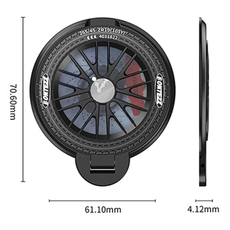 BONTEZZ Porte-anneau magnétique pour téléphone, rotation à 360 degrés, support gyroscopique - Noir graphite