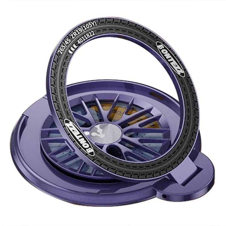 BONTEZZ Magnetic Phone Ring Holder 360 Degrees Rotation Gyroscope Phone Kickstand - Dark Purple