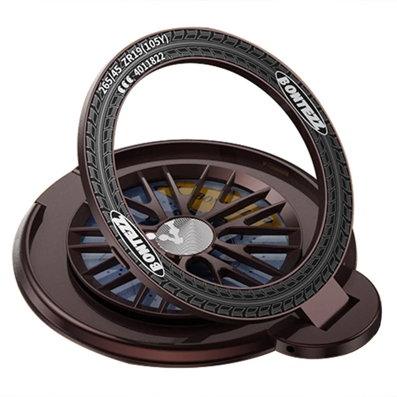 BONTEZZ Magnetic Phone Ring Holder 360 Degrees Rotation Gyroscope Phone Kickstand - Dark Red