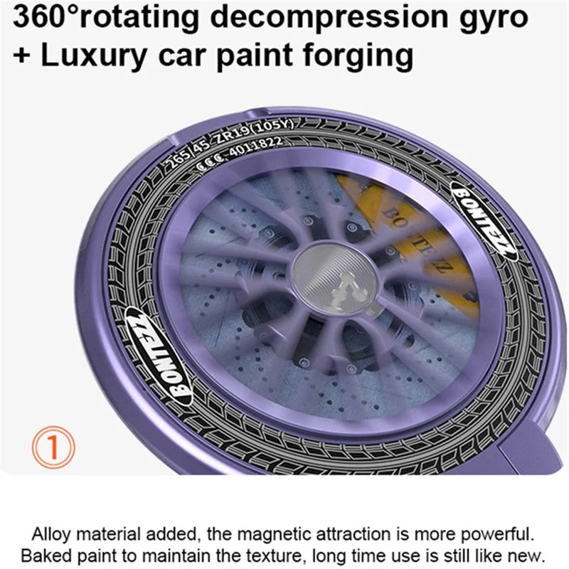 BONTEZZ Magnetic Phone Ring Holder 360 Degrees Rotation Gyroscope Phone Kickstand - Dark Red