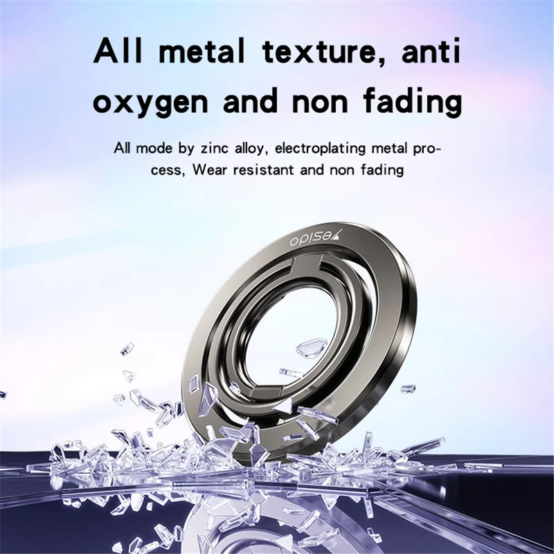 YESIDO C206 Double Ring Zinc Alloy Magnetic Folding Ring Kickstand für Mobiltelefon