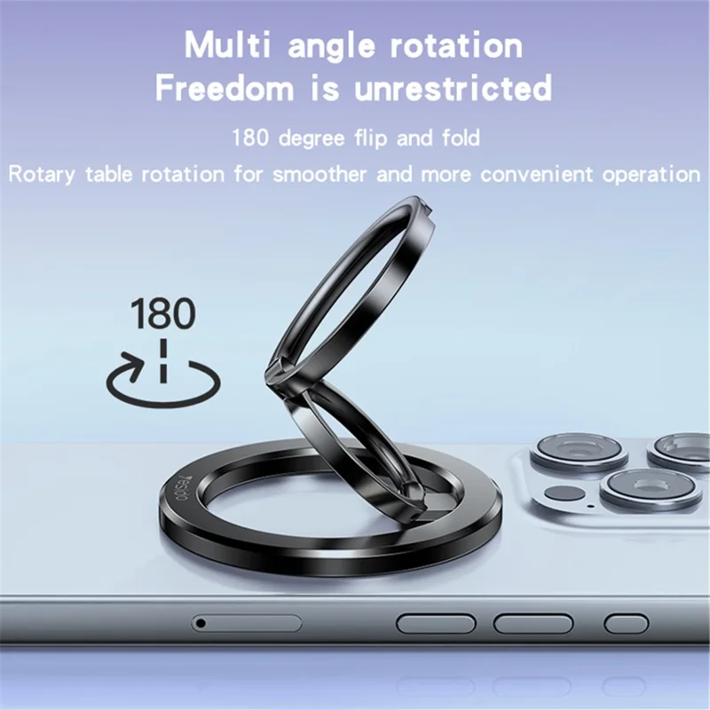 YESIDO C206 Double Ring Zinc Alloy Magnetic Folding Ring Kickstand für Mobiltelefon