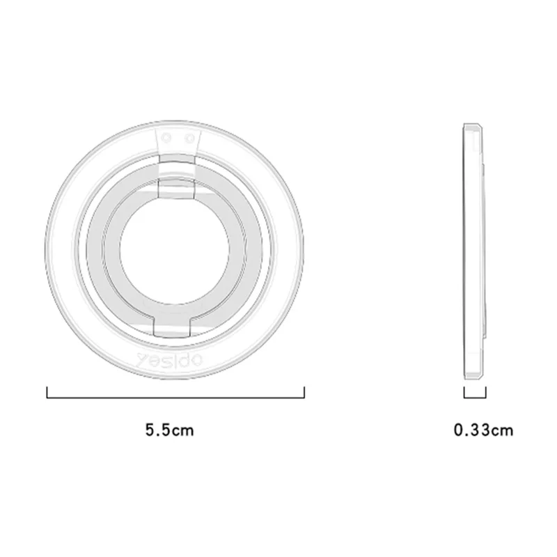 YESIDO C206 Double Ring Zinc Alloy Magnetic Folding Ring Kickstand für Mobiltelefon