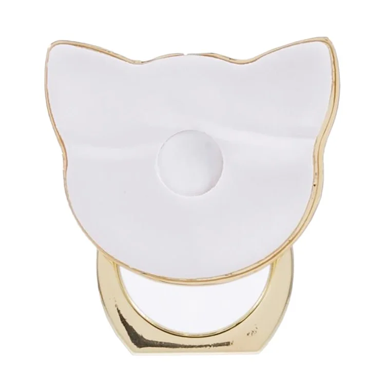 Phone Ring Holder Kickstand Cat Head Shaped Adhesive Metal Phone Bracket - Gold