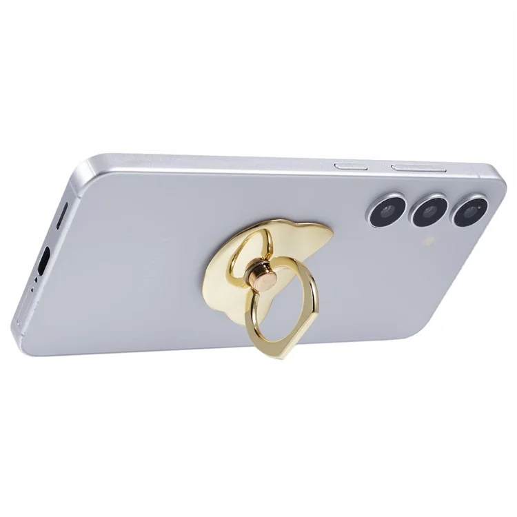 Phone Ring Holder Kickstand Cat Head Shaped Adhesive Metal Phone Bracket - Gold