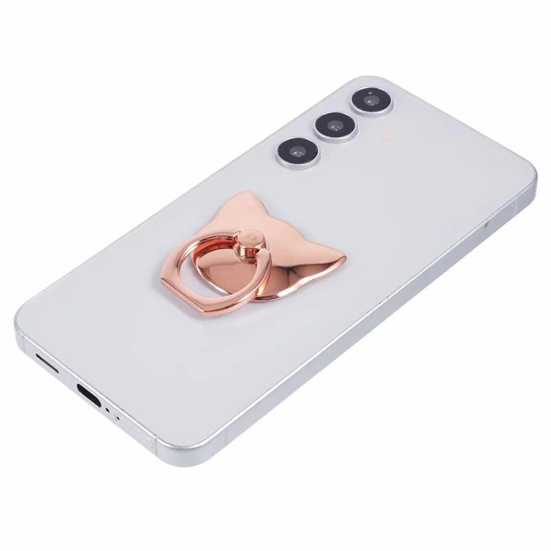Telefonringlehnhalter in Katzenform Adhäsiver Metalltelefon-Stativ - Roségold 