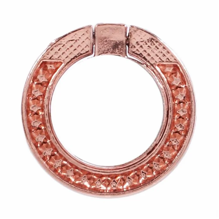 Round Phone Kickstand Adhesive Metal Phone Ring Holder Grip Flower Decoration - Light Purple