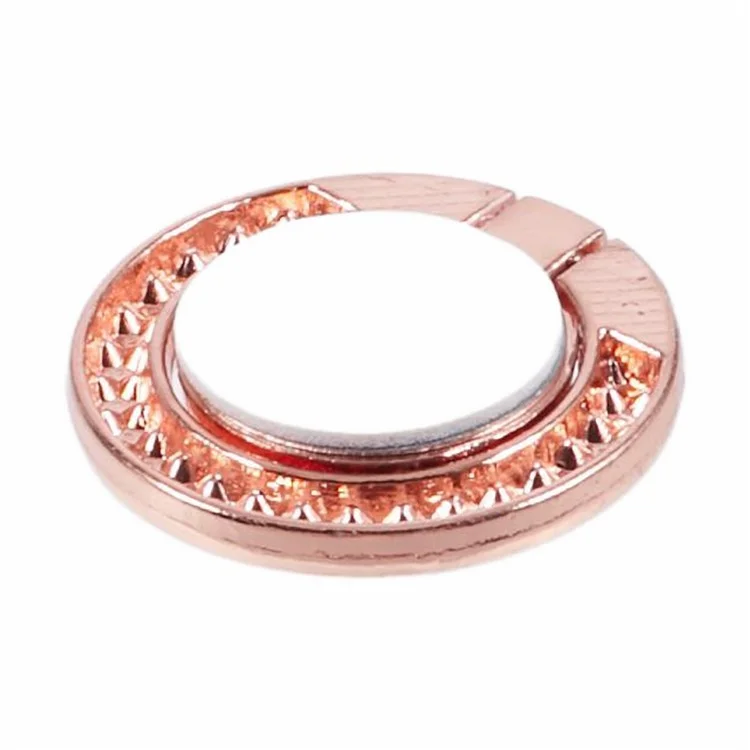 Round Phone Kickstand Adhesive Metal Phone Ring Holder Grip Flower Decoration - Light Purple