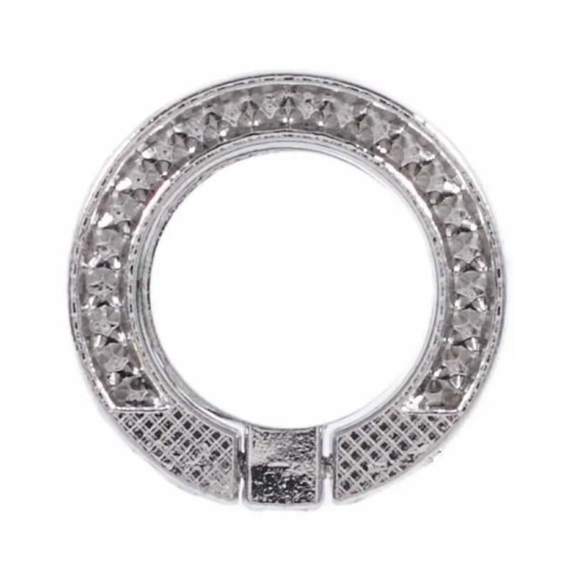 Round Phone Kickstand Adhesive Metal Phone Ring Holder Grip Flower Decoration - White