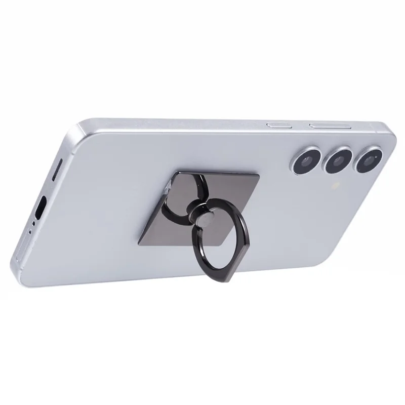 Metal Square Mobile Phone Adhesive Bracket Cellphone Kickstand Holder - Black
