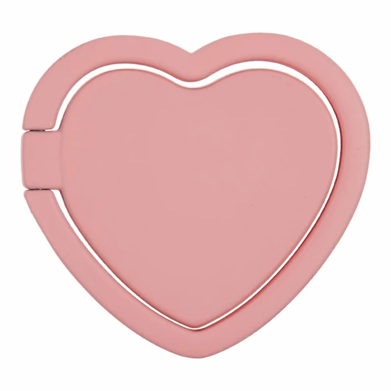 Cell Phone Ring Holder Kickstand Love Heart Shaped Metal Phone Grip - Pink
