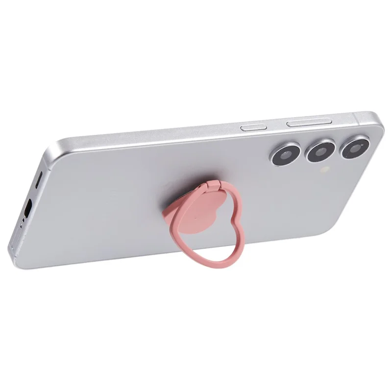 Cell Phone Ring Holder Kickstand Love Heart Shaped Metal Phone Grip - Pink