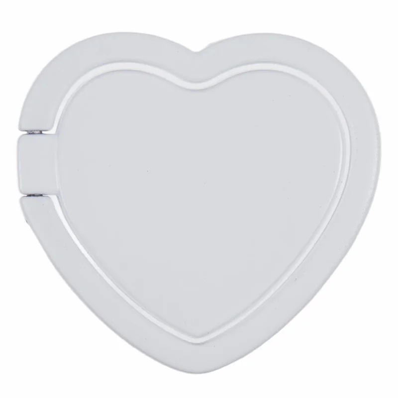 Cell Phone Ring Holder Kickstand Love Heart Shaped Metal Phone Grip - White