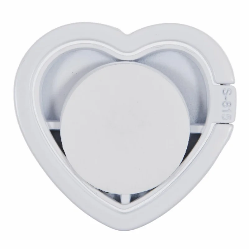 Cell Phone Ring Holder Kickstand Love Heart Shaped Metal Phone Grip - White