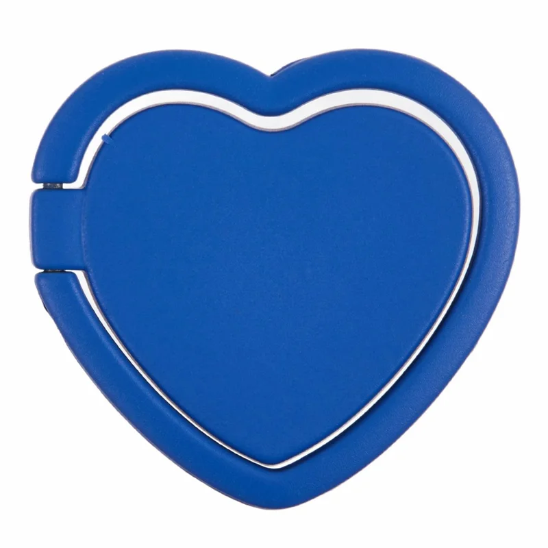 Cell Phone Ring Holder Kickstand Love Heart Shaped Metal Phone Grip - Blue