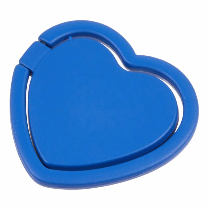 Cell Phone Ring Holder Kickstand Love Heart Shaped Metal Phone Grip - Blue