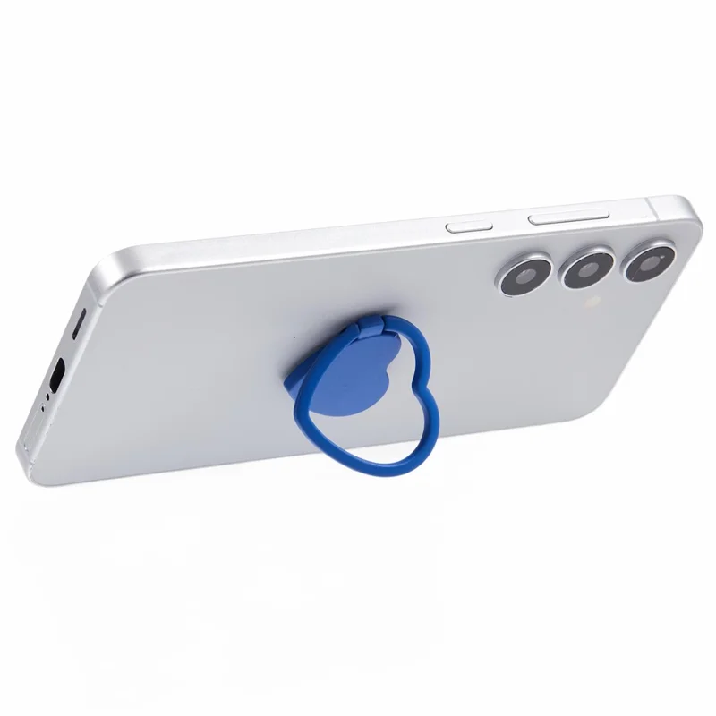 Cell Phone Ring Holder Kickstand Love Heart Shaped Metal Phone Grip - Blue