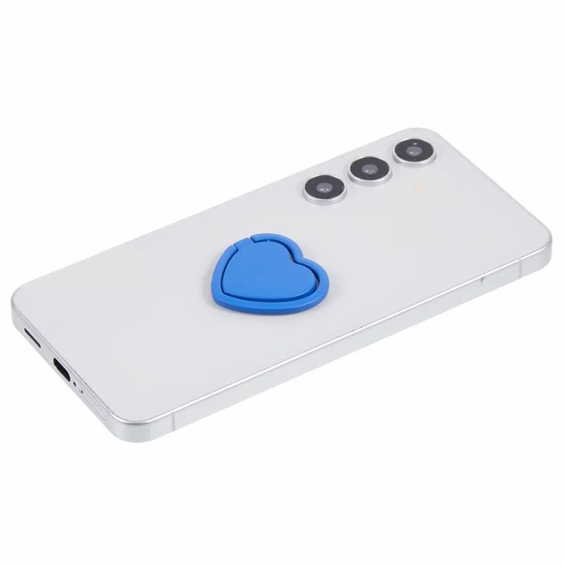 Cell Phone Ring Holder Kickstand Love Heart Shaped Metal Phone Grip - Blue