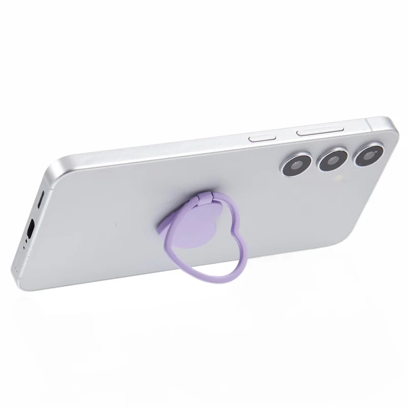 Suporte de Anel de Celular com Suporte Kickstand em Formato de Coração de Metal - Roxo